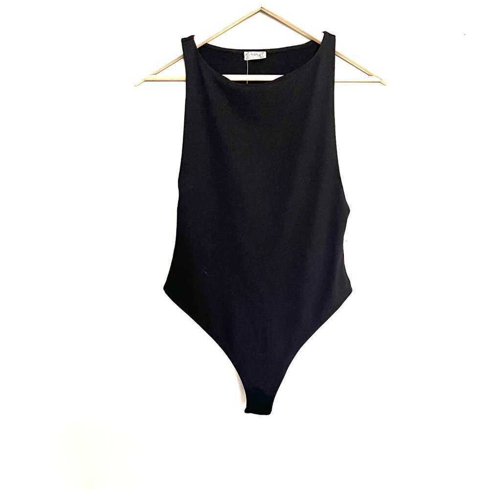 Free people black knit bodysuit sleeveless tank top